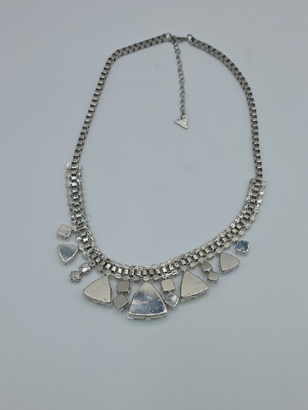 PRISM Silver-tone Necklace with Aurora Triangular Crystals - Vintage - Picture 8 of 15
